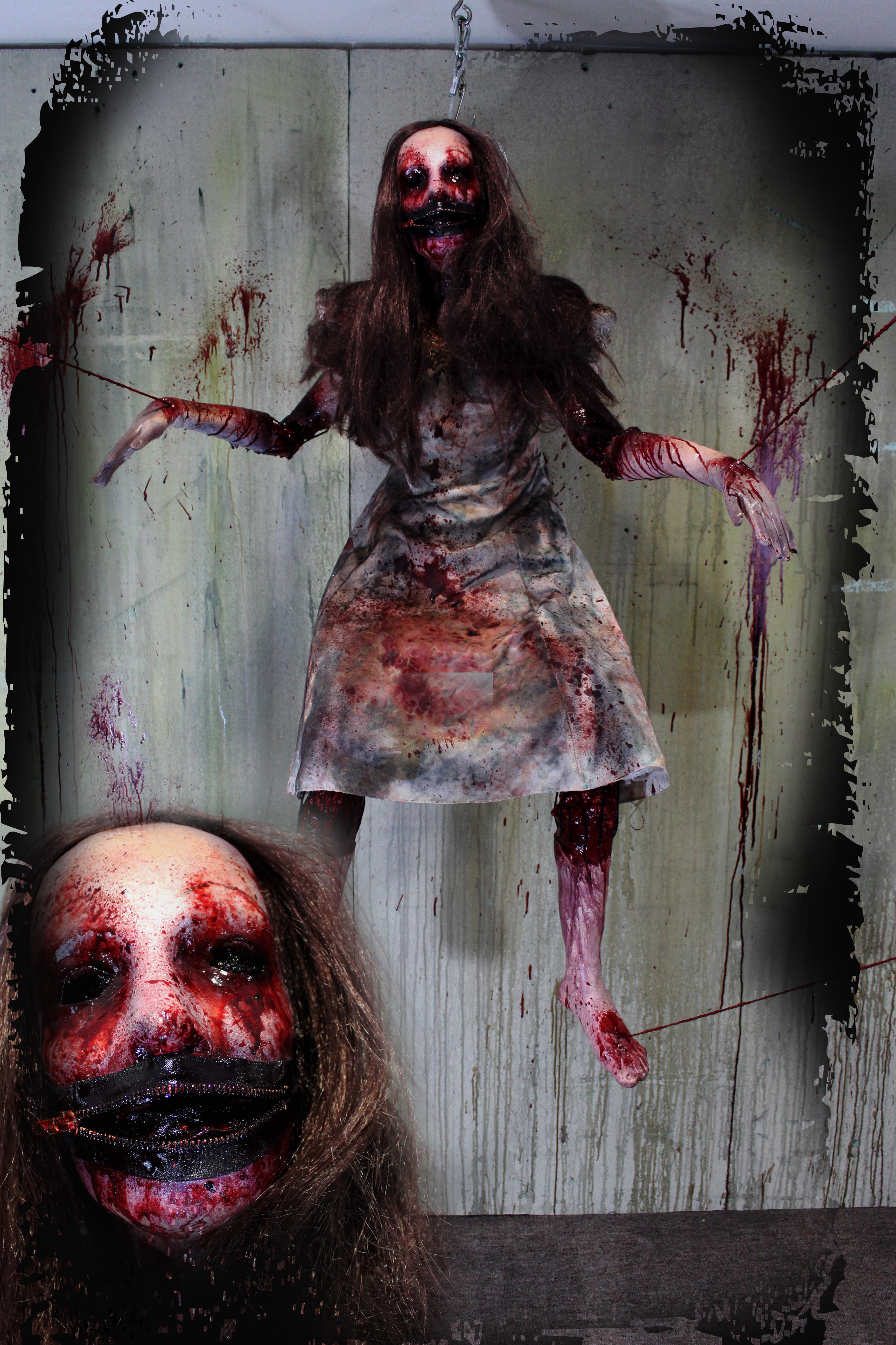 Hanging Female Victim Puppetina halloween haunted house prop Creepy Hanging Female Victim Puppetina halloween haunted house prop Creepy