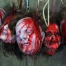 5 Bloody Severed Decapitated Realistic Heads on Rope