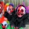 10 Decapitated Hanging Clown Heads On rope